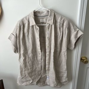 J Crew linen button down top